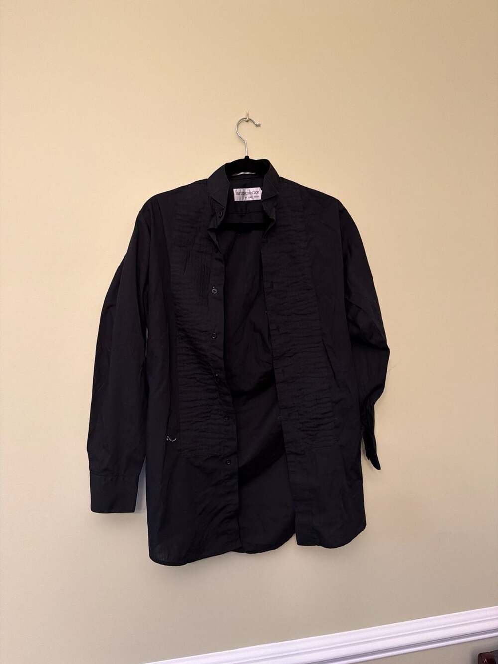 Martino Collection Men's Black Pleated Front Tuxedo Shirt